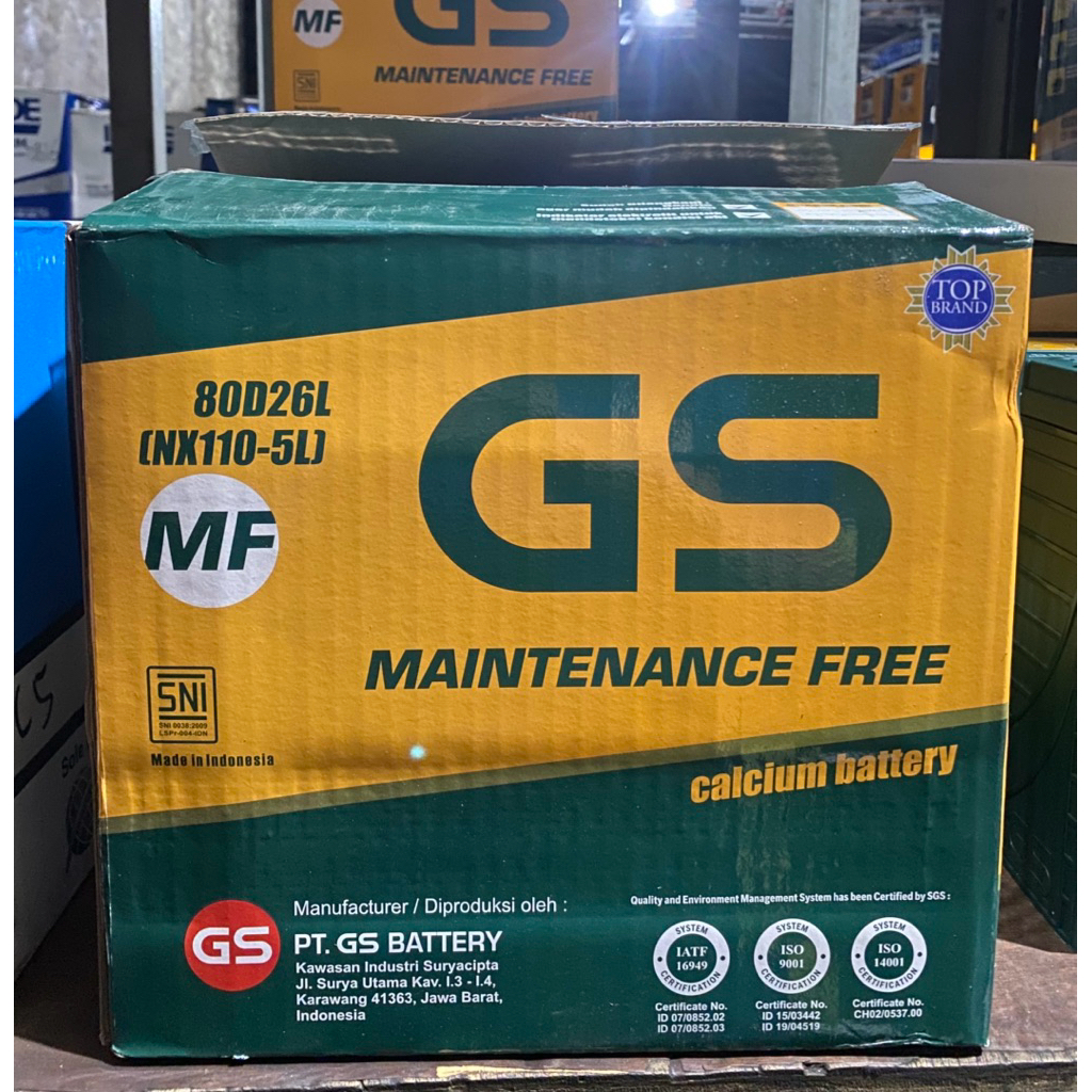Accu Kering Mobil GS Astra 80D26L 70AH - Kering Bebas Perawatan