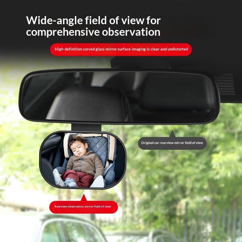 Kaca Spion tambahan dalam bawah Spion Driver mobil Online Lebar anak bayi backseat rearview car safety mirror blindspot pemantau cermin interior adjustable jepit oto backseat clip Style on holder 360 lengkung sudut lebar wide Rear View angle of view Y-088