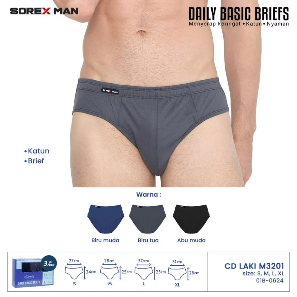Sorex Man M 3201 Daily Basic Briefs Celana Laki Dewasa S, M, L, XL harga perbiji