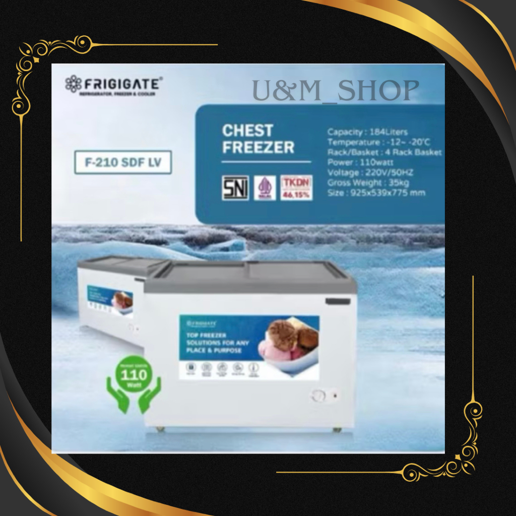 Freezer box 200 lliter frigigate chest freezer CFR-210 SDF freezer box kaca sliding 200 liter