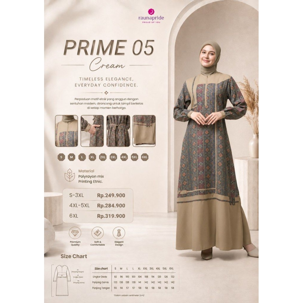 RAUNA PRIME 05 GAMIS RAUNA TERBARU GAMIS KONDANGAN GAMIS MOTIF