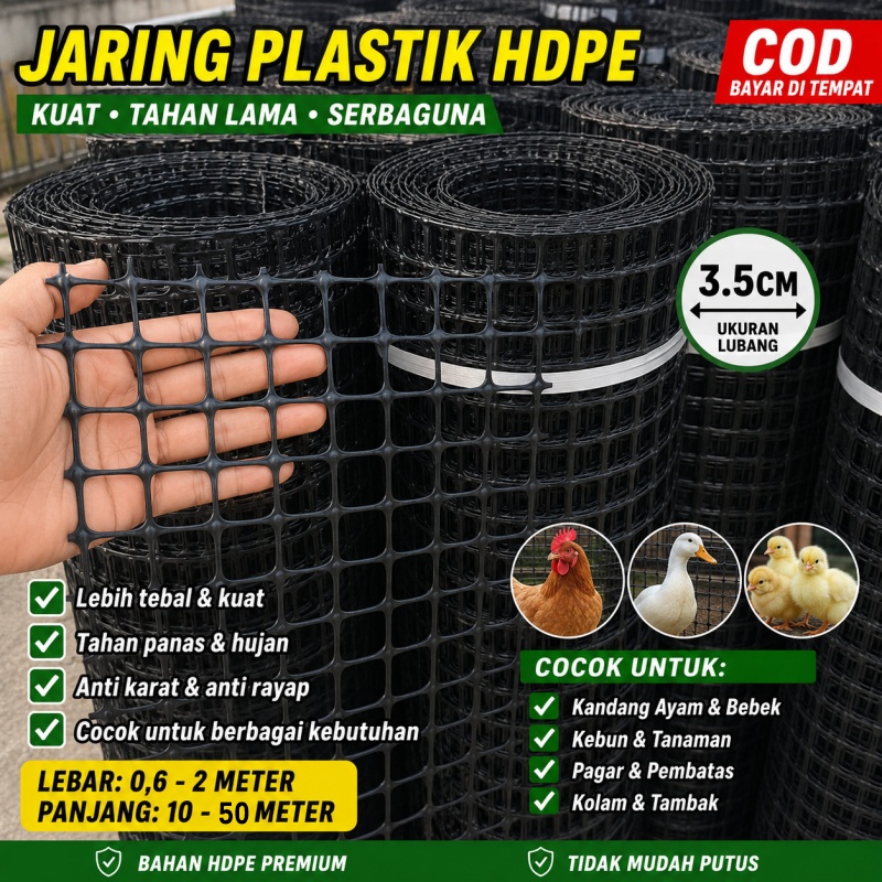PROMO Plastik Flat Net PANJANG 50 METER X TINGGI 200CM Untuk Kandang Ayam Kandang Bebek jaring jarin
