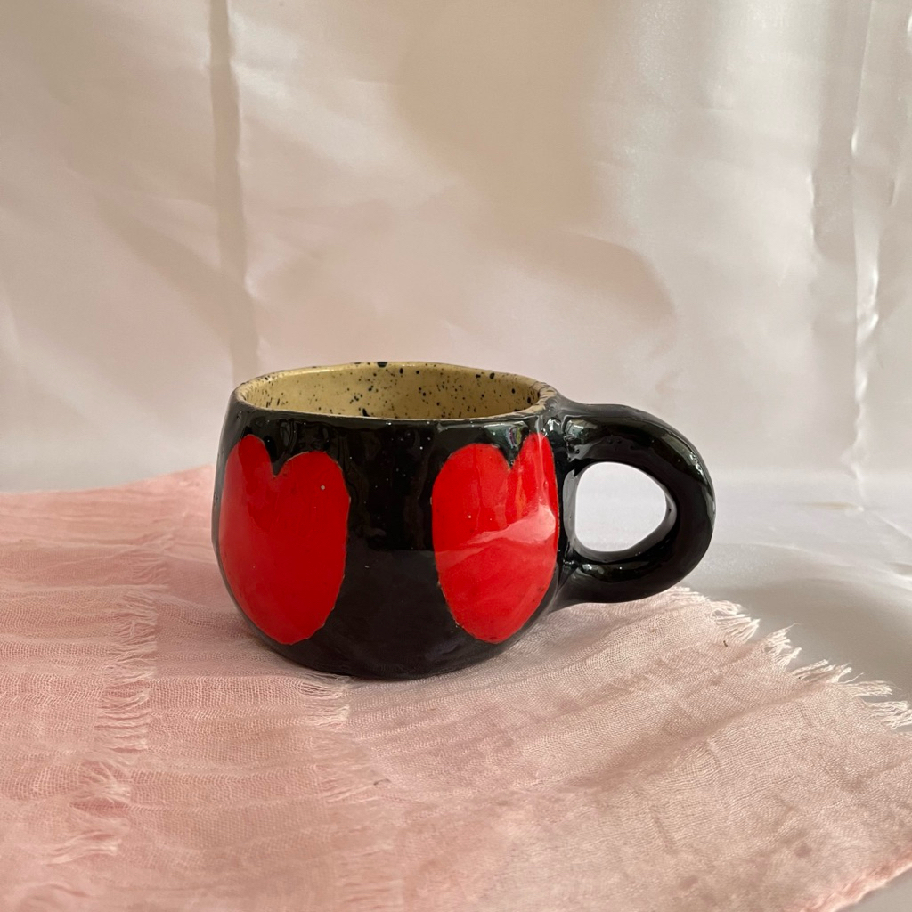AMOUR | Artisan Ceramic Mug | Mug Keramik Handmade Food Safe | Handpainted Pottery Mug