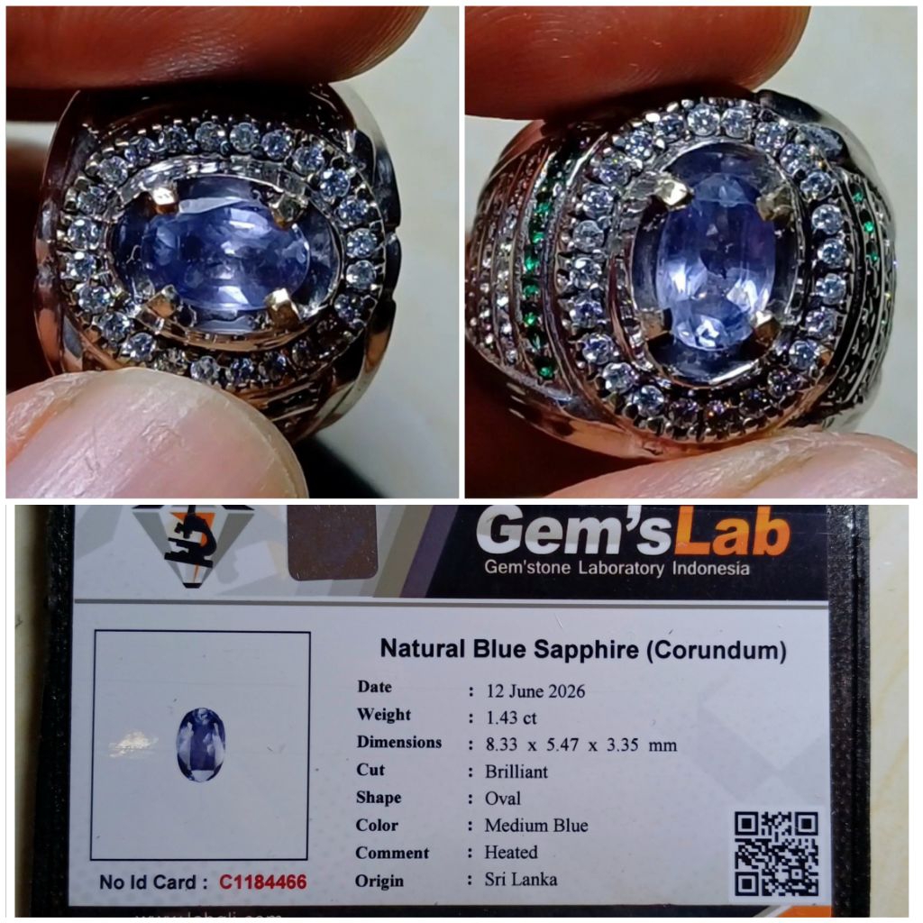 Natural Sapphire Srilanka H only memo GLI