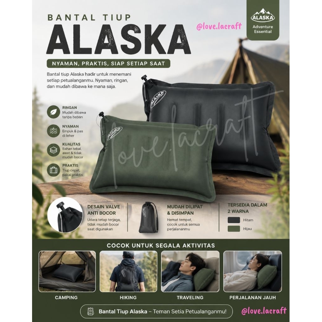 Bantal Tiup Alaska • Bantal Angin • Bantal Travelling • Pelampung Renang