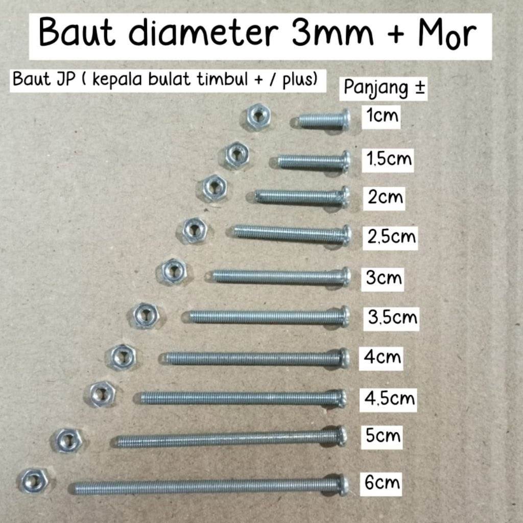 Mur baut ukuran 3mm-10mm harga per mur tanpa baut