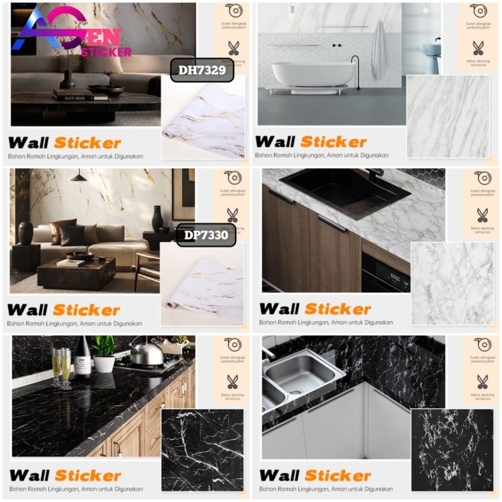 Sticker Pvc Marmer Pelapis Lemari Meja Pintu Kayu Dinding Dapur