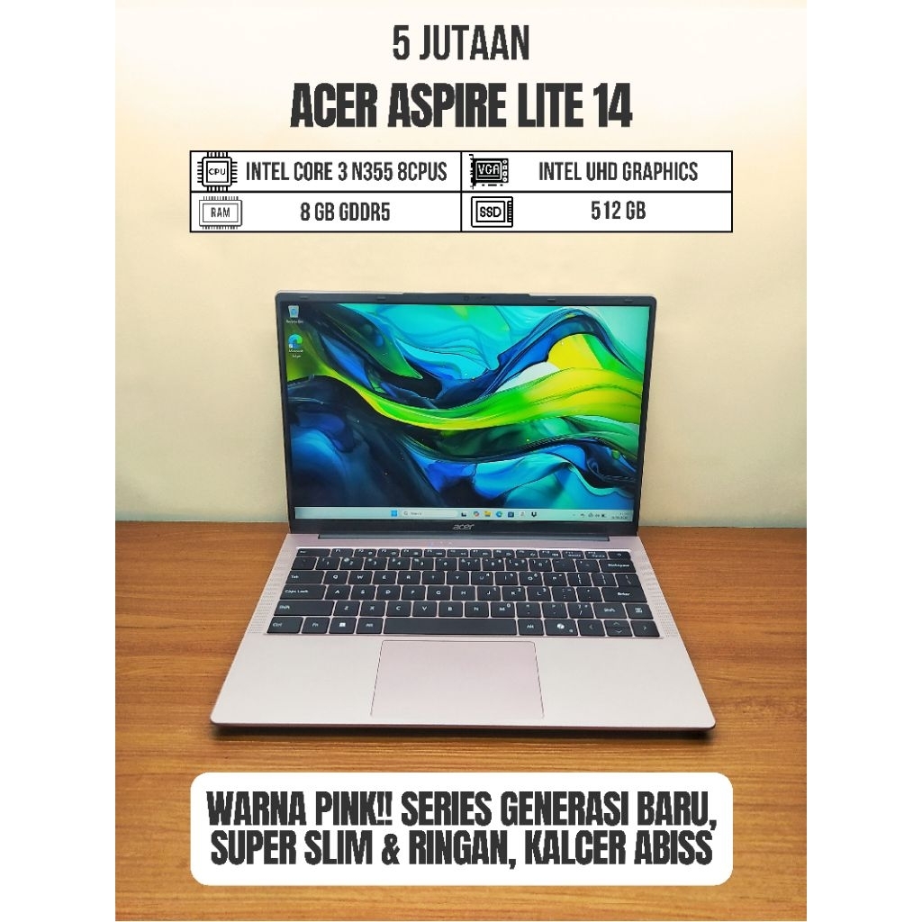 ACER ASPIRE LITE 14 Intel core 3 N355 RAM 8GB SSD 512GB