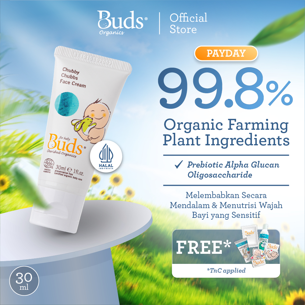 Buds Organics Chubby Chubbs Face Cream - Lotion atau Krim Pelembab Perawatan Kulit Wajah Bayi dan An