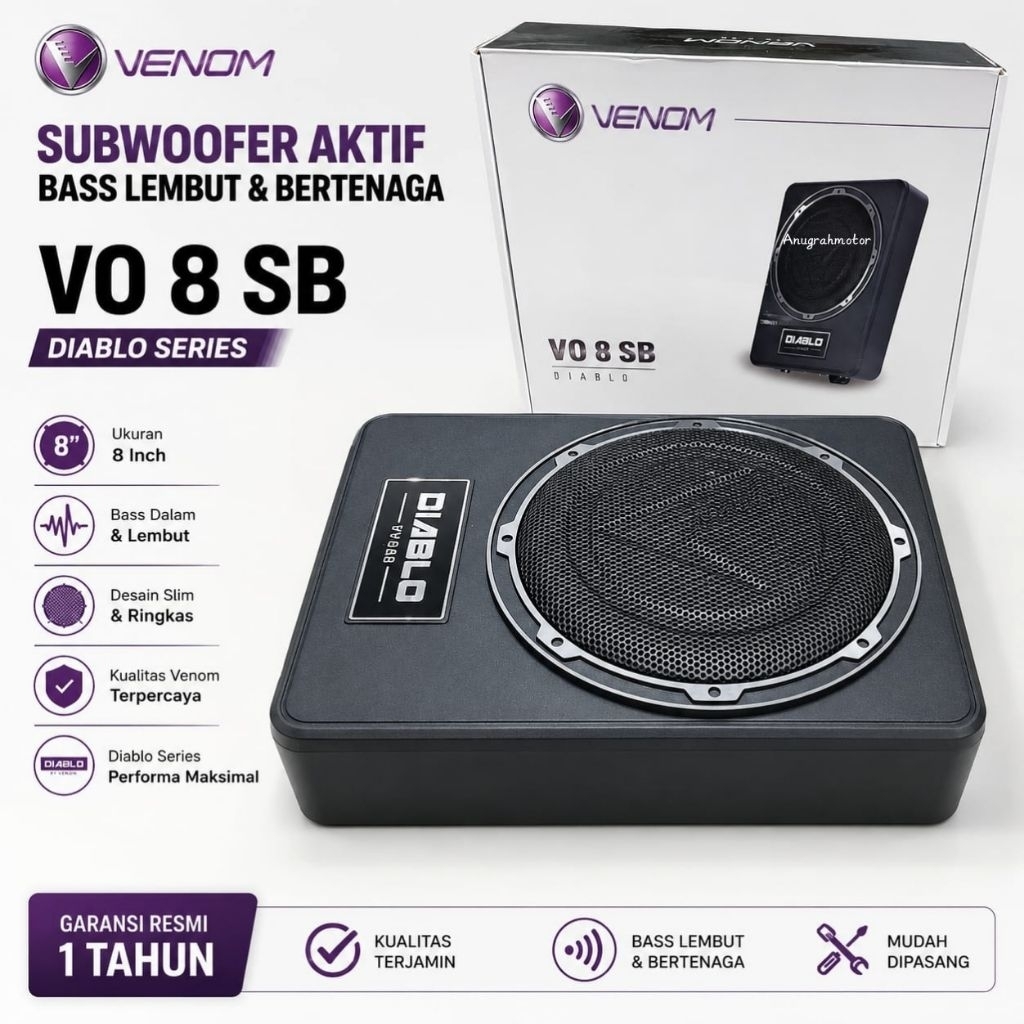 Subwoofer kolong Aktif 8 inch venom Diablo VO 8 SB / sub kolong venom