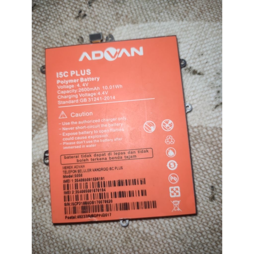 Batari Advan i5c plus ori copotan normal