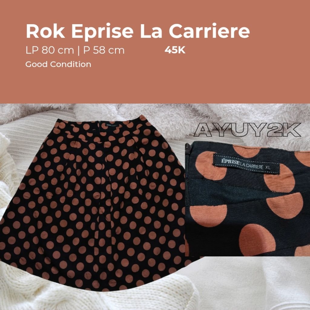 [PL] Rok Eprise La Carriere Ukuran XL Skirt Mini Midi Vintage Polkadot