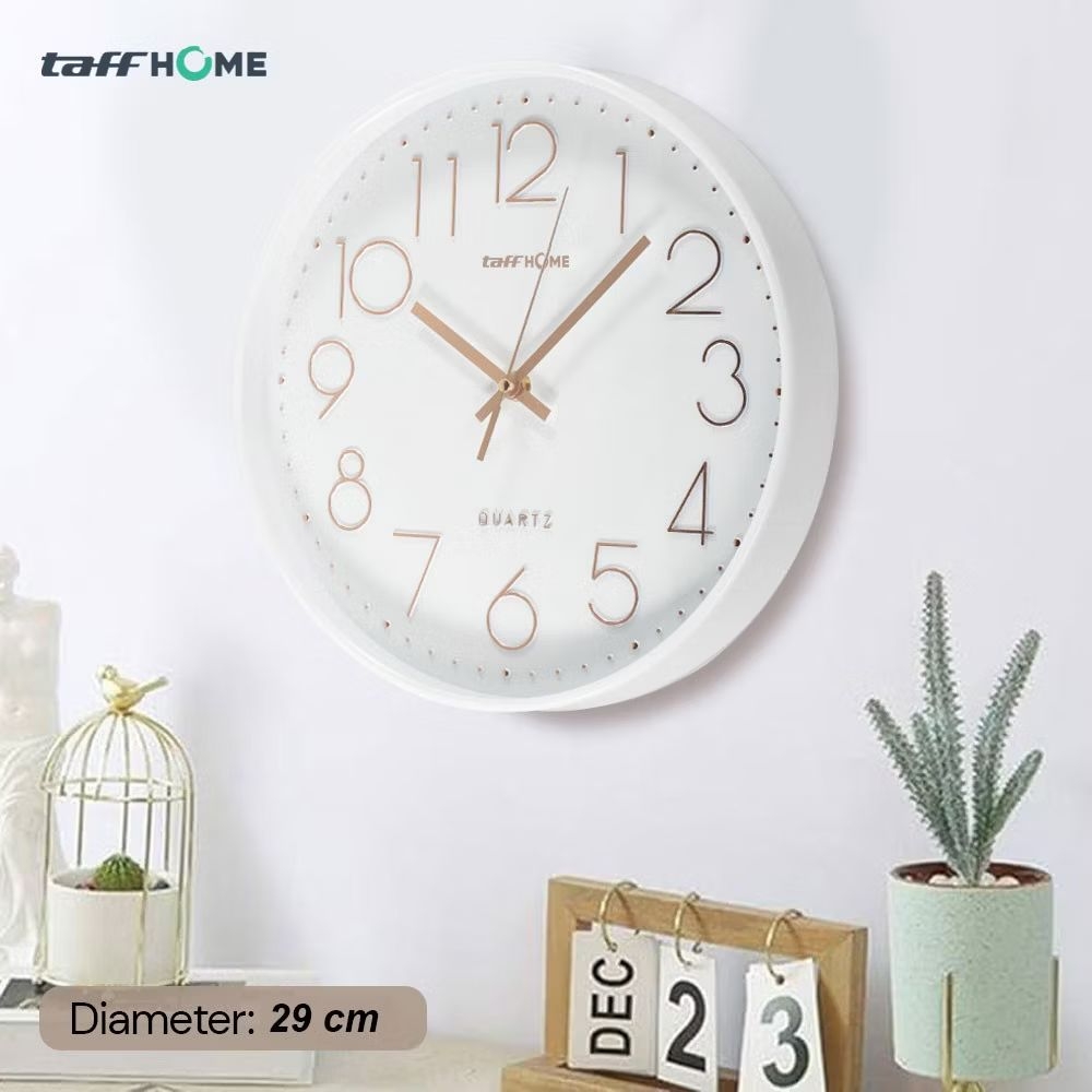 TaffHOME Jam Dinding mewah aestetik jam  minimalis dekorasi  Quartz Indoor Wall Clock Round Shape 30