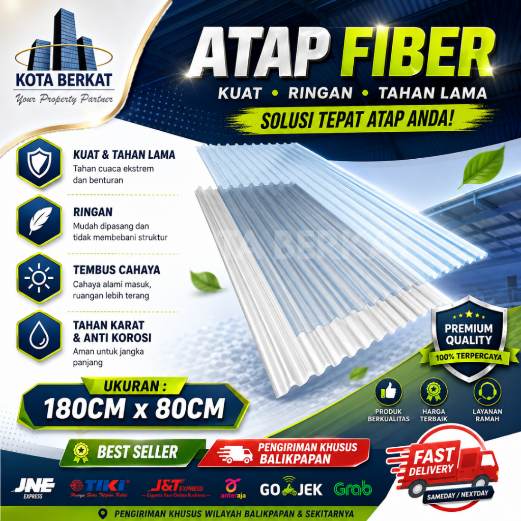 ATAP FIBER TRANSPARAN/ ATAP PLASTIK BENING (WAJIB BACA DESKRIPSI)