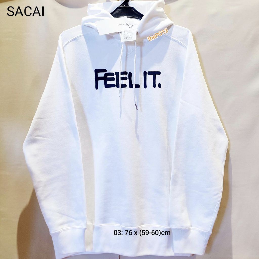 SACAI X ERIC HAZE FEEL IT HOODIE WHITE SS21 AUTHENTIC 100% BNWT