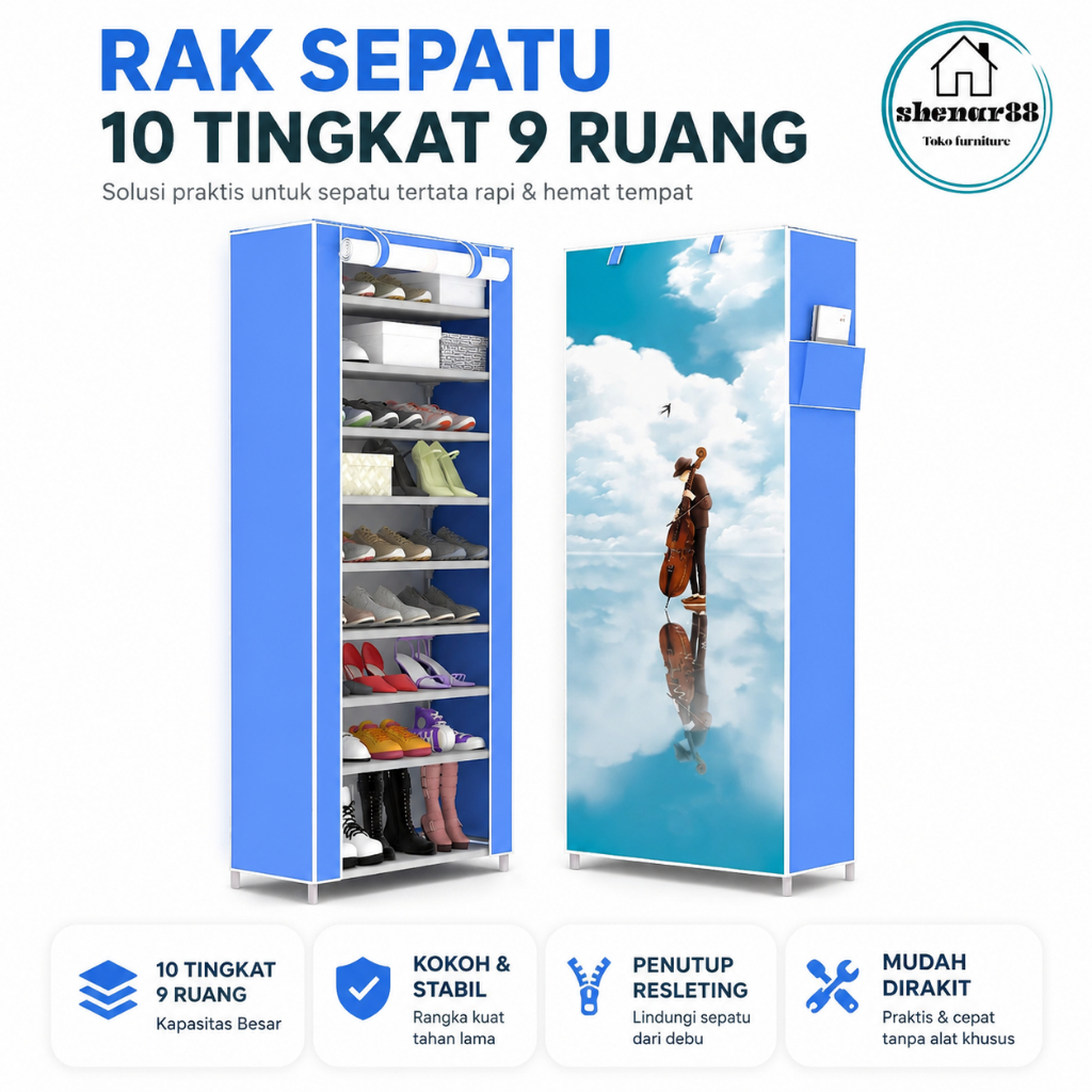 RAK SEPATU TEMPAT SEPATU RAK 10 TINGKAT RAK KARAKTER SEPATU ANAK(9 susun)