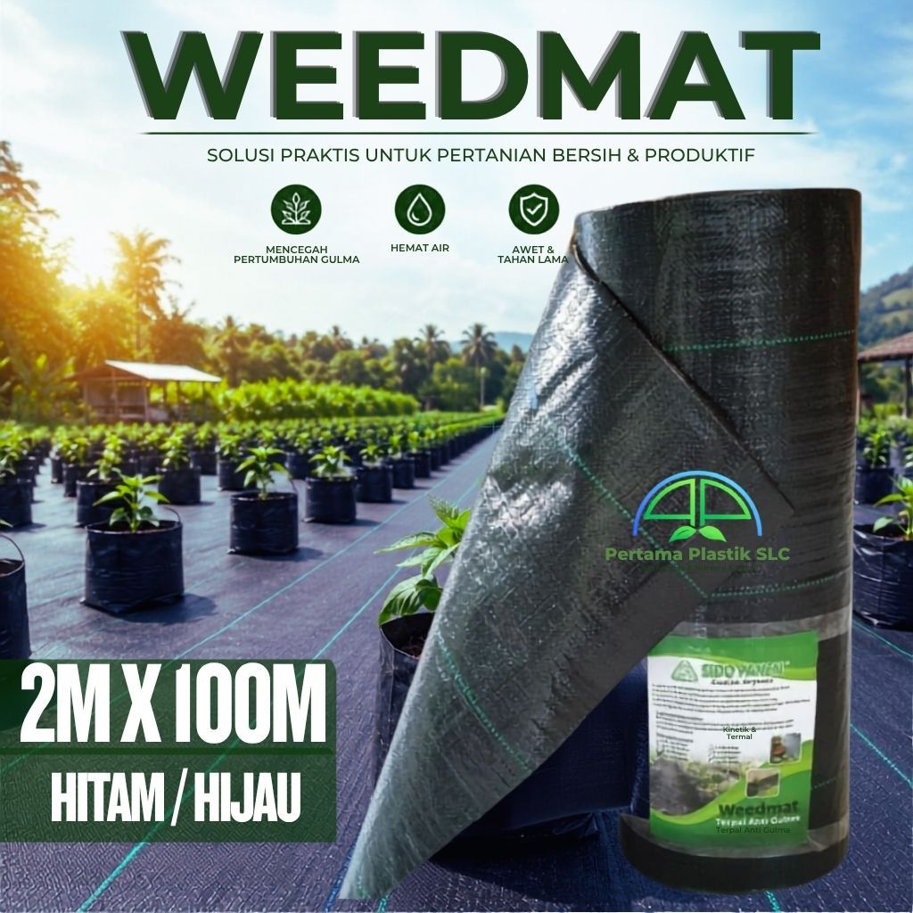 Weedmat Ground Cover 2m x 100m Hitam/Hijau