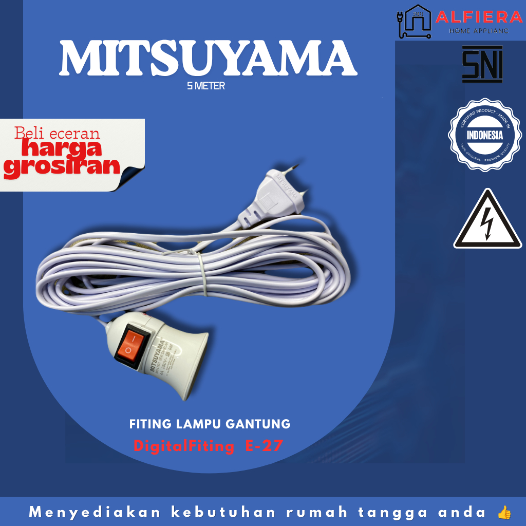 FITTING LAMPU GANTUNG SAKLAR 5M 10 MSNI / FITTING LAMPU SAKLAR KABEL