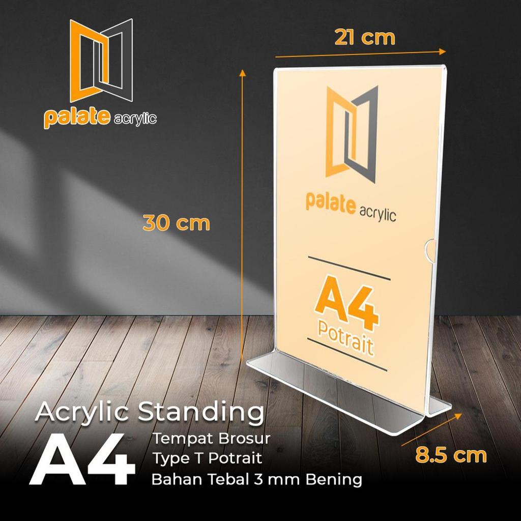acrylic tent holder / akrilik tent card A4 T tempat brosur Meja 3MM