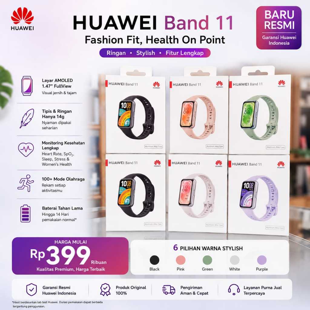 Smartband Huawei Band 11 / 11 Pro Amoled GPS baru garansi resmi