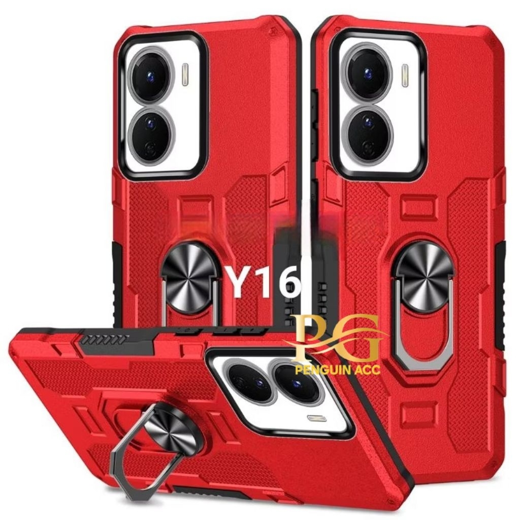 Casing VIVO Y16 Hard Case Ring Armor Robot Standing Handphone