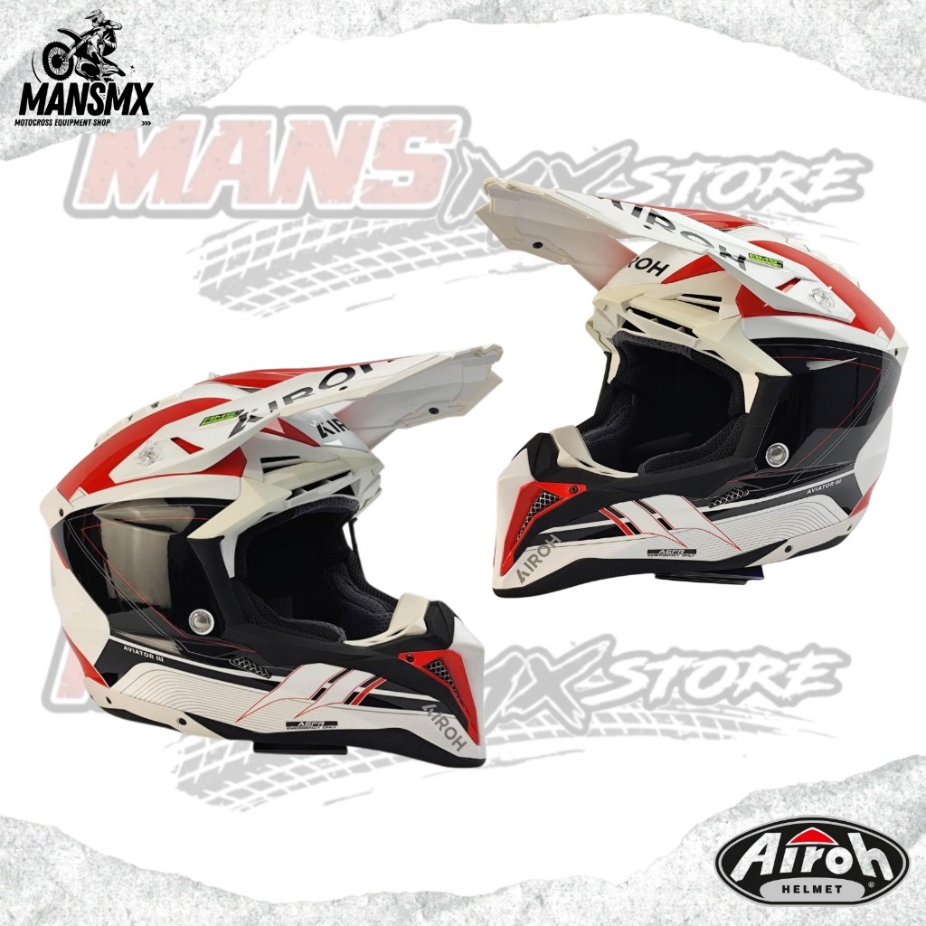 AIROH AVIATOR 3 SABER RED GLOSS ORIGINAL HELMET AIROH AVIATOR 3 MOTOCROSS ENDURO TRAIL