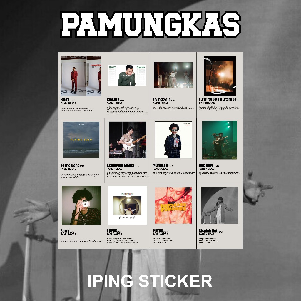 Poster Band Pamungkas - 12PCS - Size A5 - Bisa Request Musisi Lain