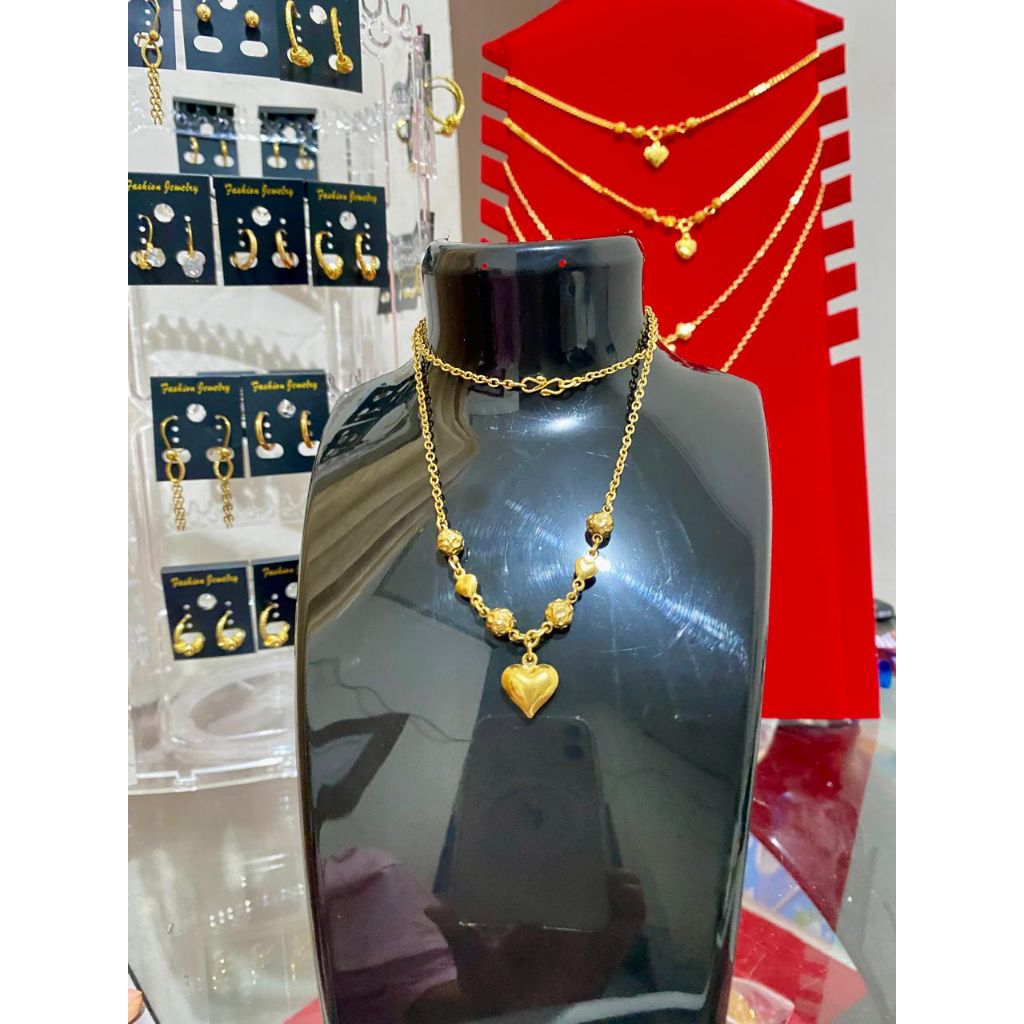 kalung dewasa asli Titanium lapis emas 23karat anti luntur