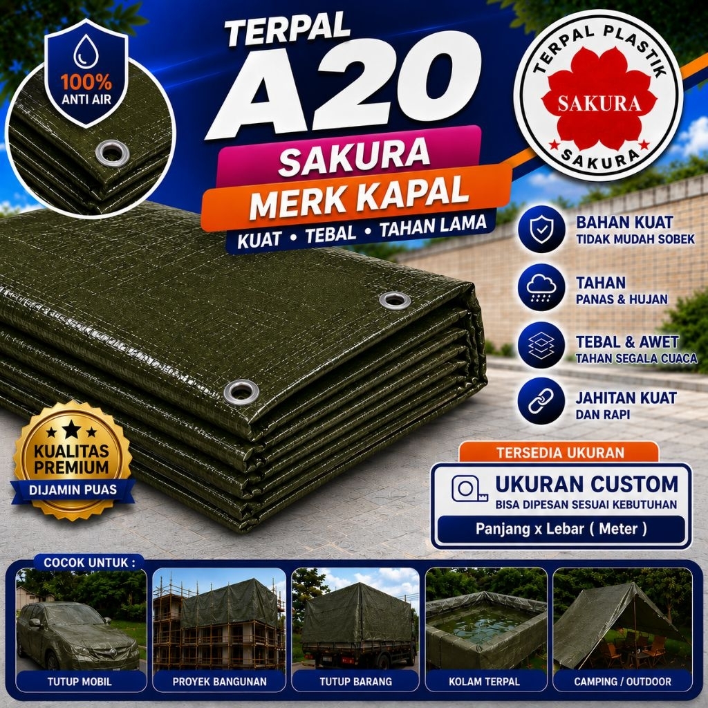 Terpal Korea Sakura A20 Ukuran Custom Sangat Tebal dan Premium Awet Anti Air dan Panas Harga Termura