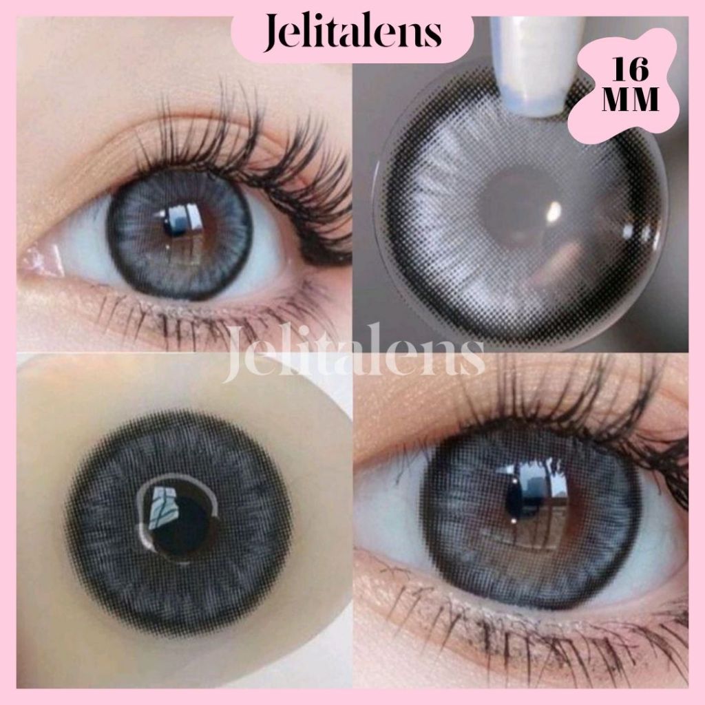 J61 Softlens Abu Abu 16 MM Mata Boneka Premium / Softlens Grey Natural / Softlens Daily / Softlens A