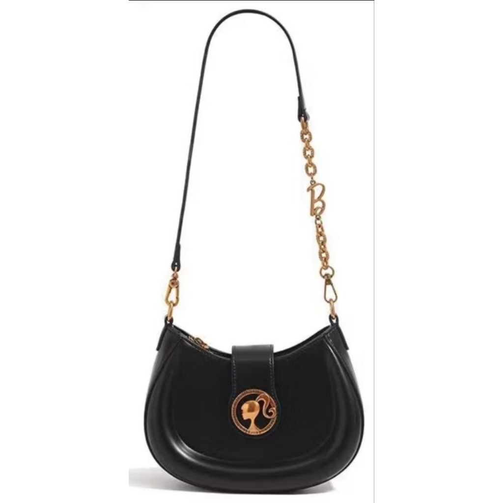 tas barbie sabit hitam bisa mode selempang, bahu dan jinjing