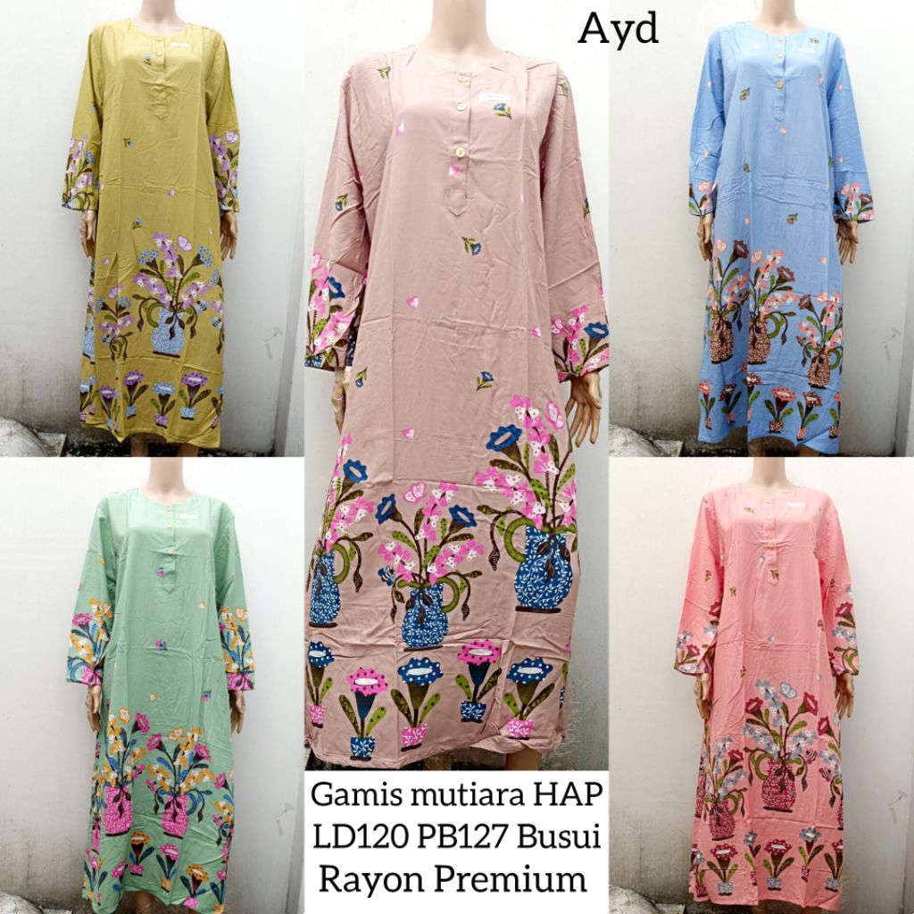 Daster hap lengan panjang gamis longdress rayon busui