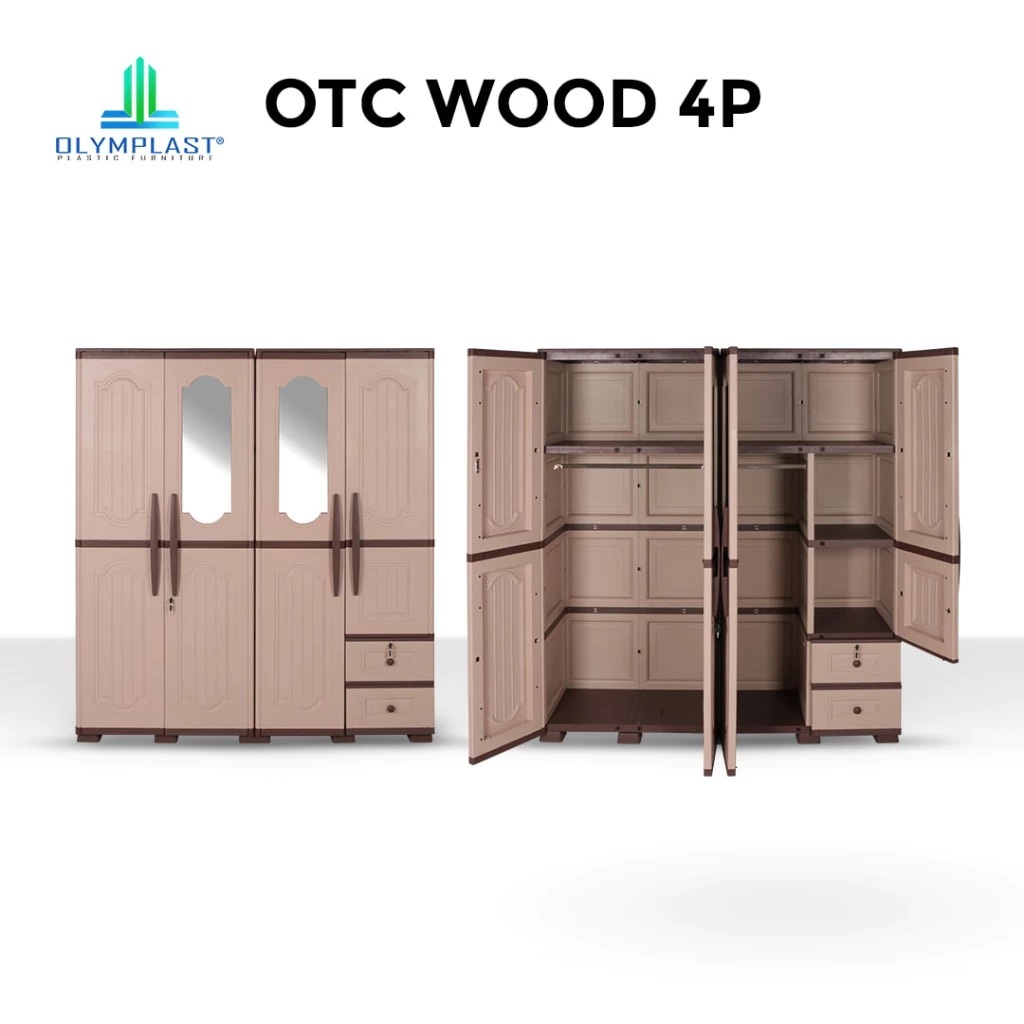 Olymplast Lemari Pakaian Plastik 4 Pintu OTC 4P Wood