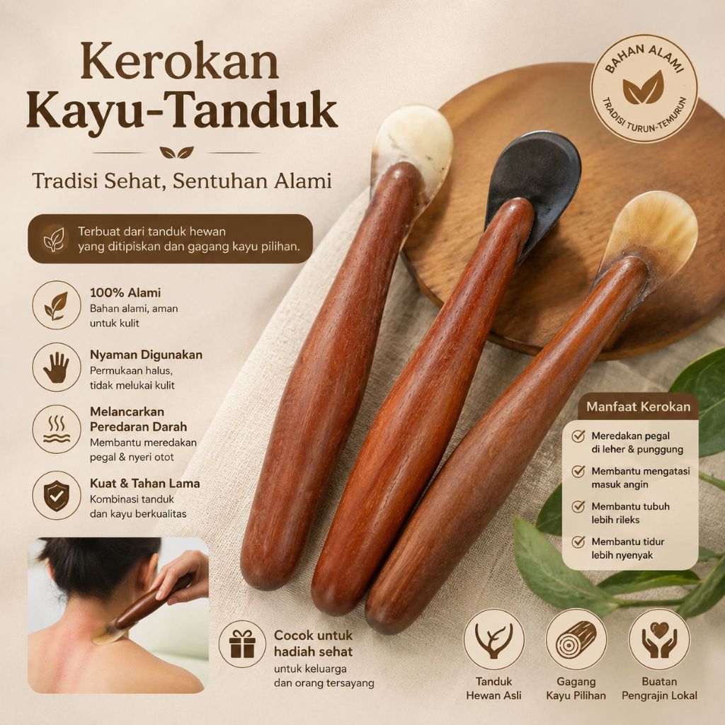 Alat Kerokan Kayu-Tanduk/Alat Kerokan Premium
