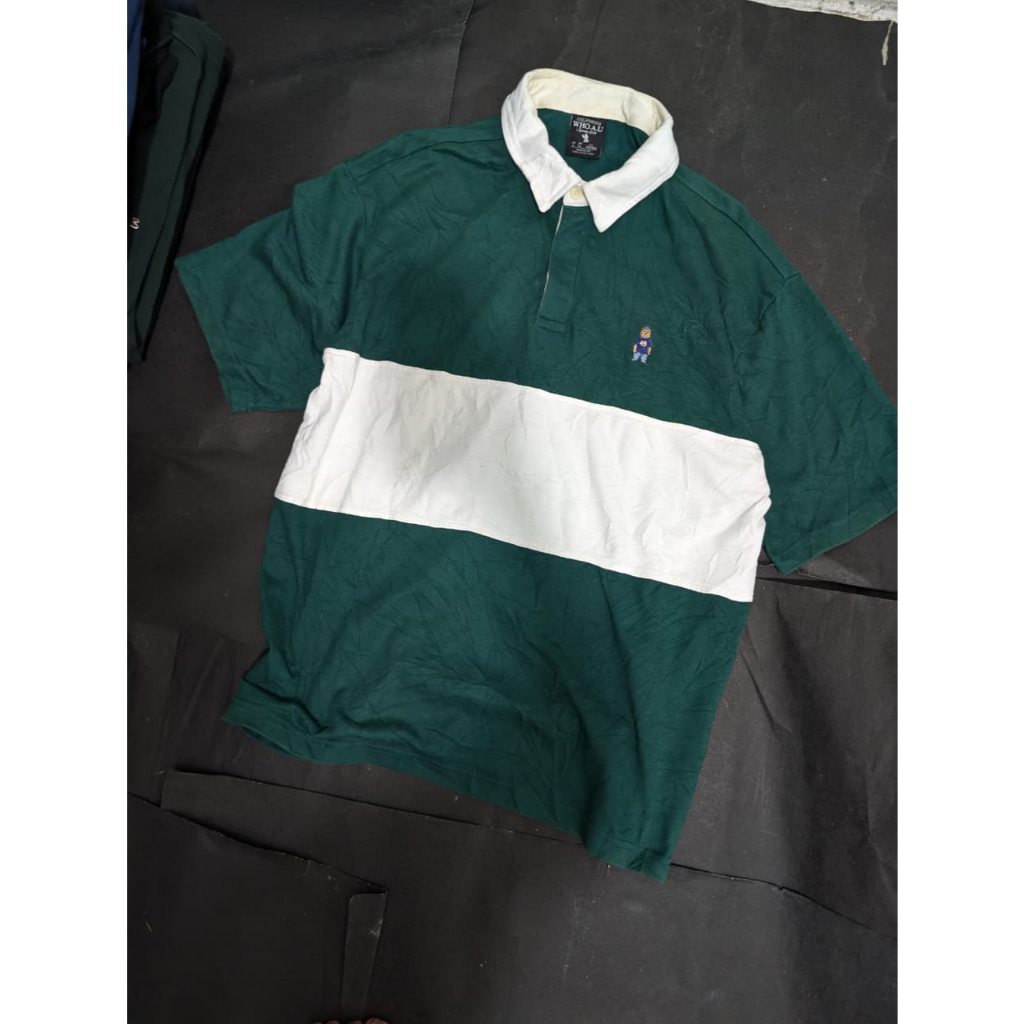 Kaos polo / baju kerah / polo shirt Rugby by WhoAu color block size L fit XL
