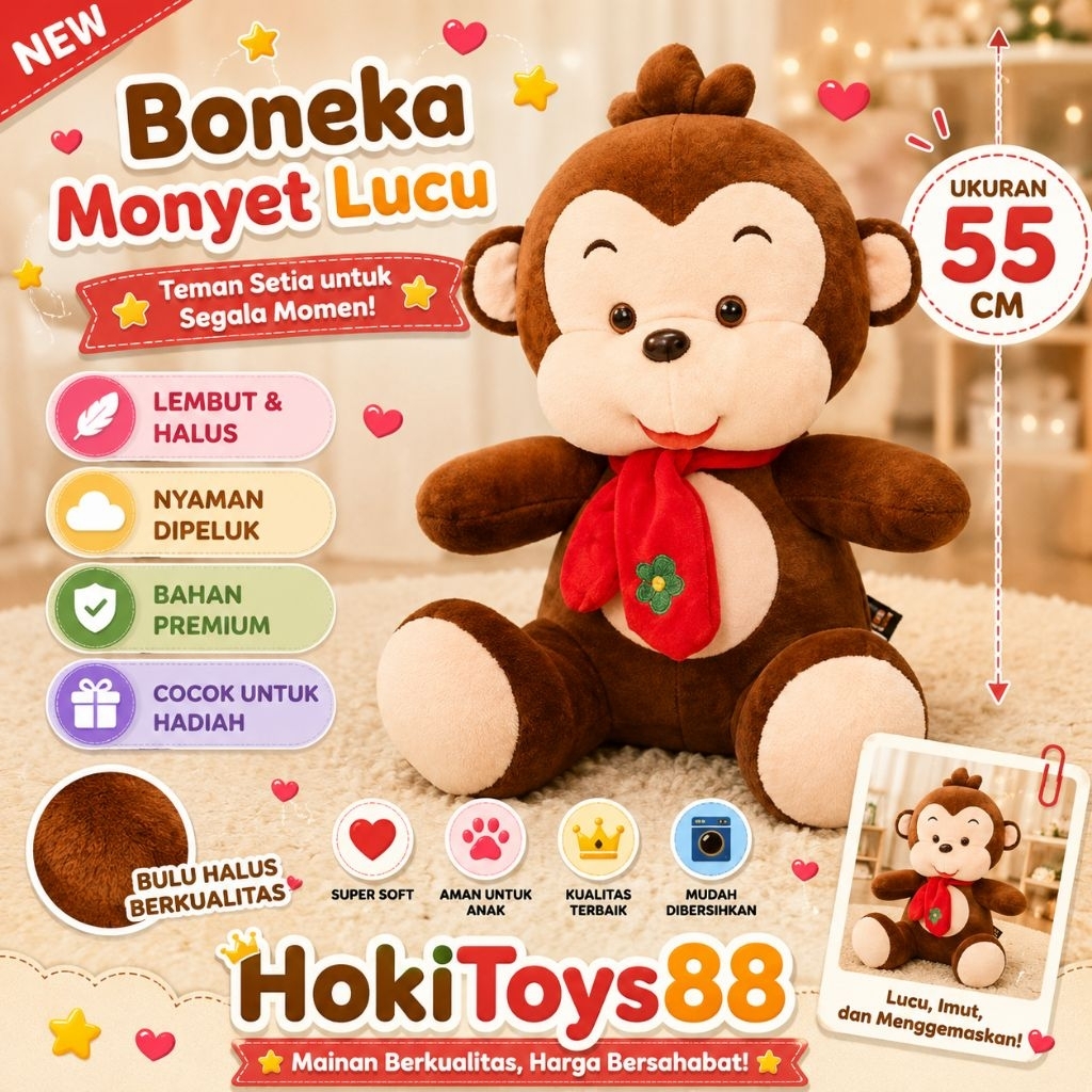 Boneka Monyet Syal 55 cm Jumbo Plush Premium