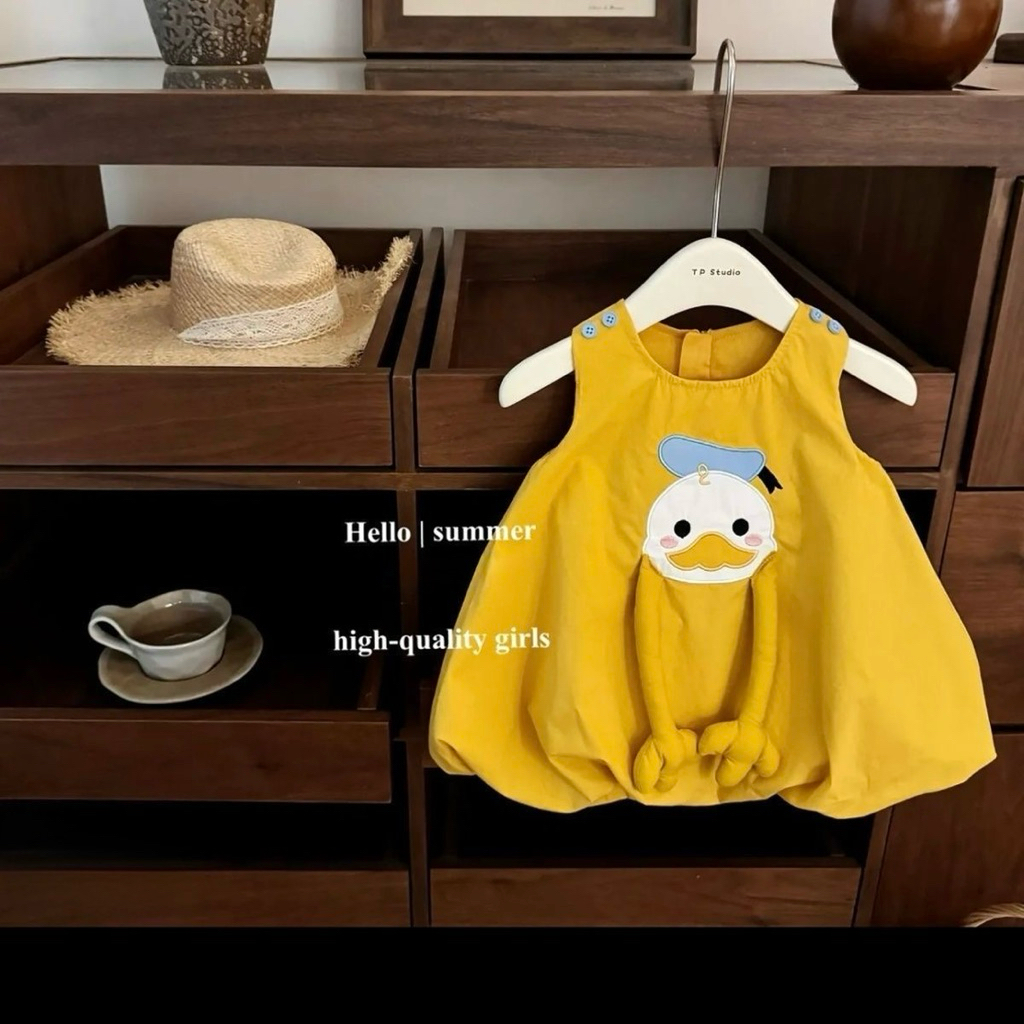 Dress Anak Perempuan Bayi Kuning Bebek Lucu Duck 3D ada Tangan Panjang Cute Gaun Anak Kids Fashion D