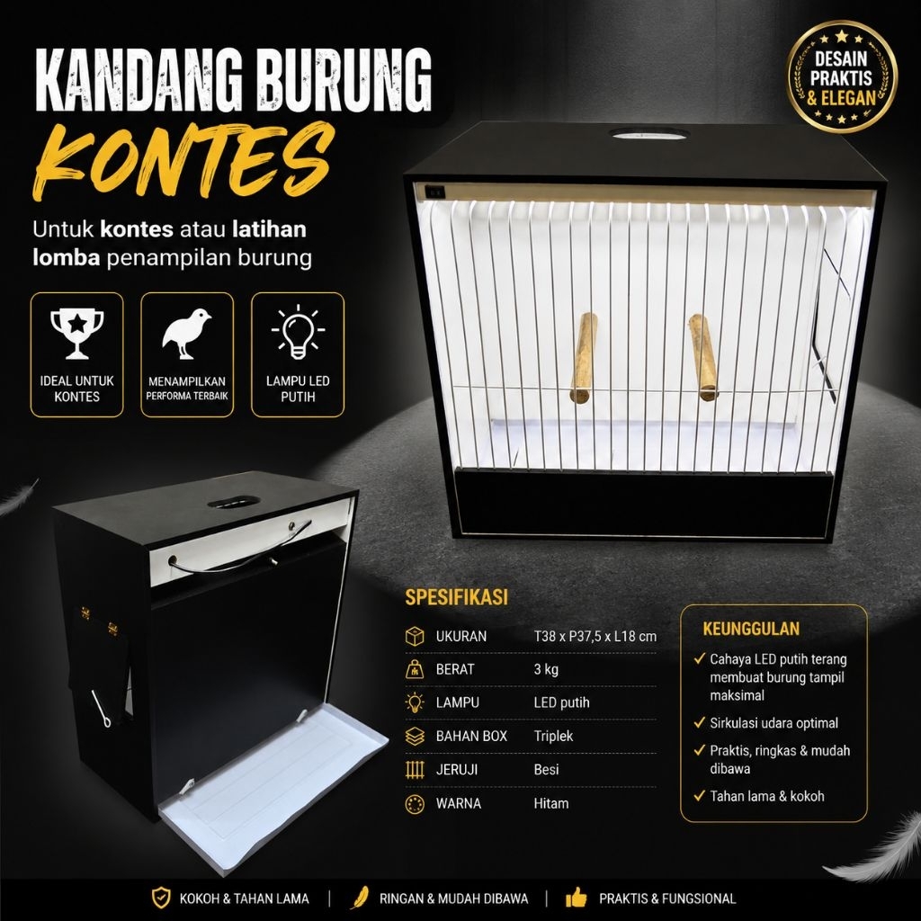 Kandang Burung Kontes LED Parkit Australi