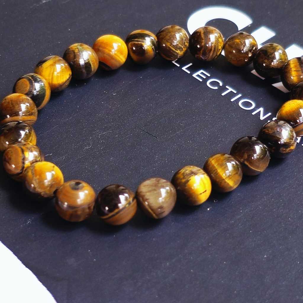 Dika Acc. Gelang Batu Akik Tiger Eye Natural Halus High Quality, Gelang Pria Batu Akik Biduri Sepah 