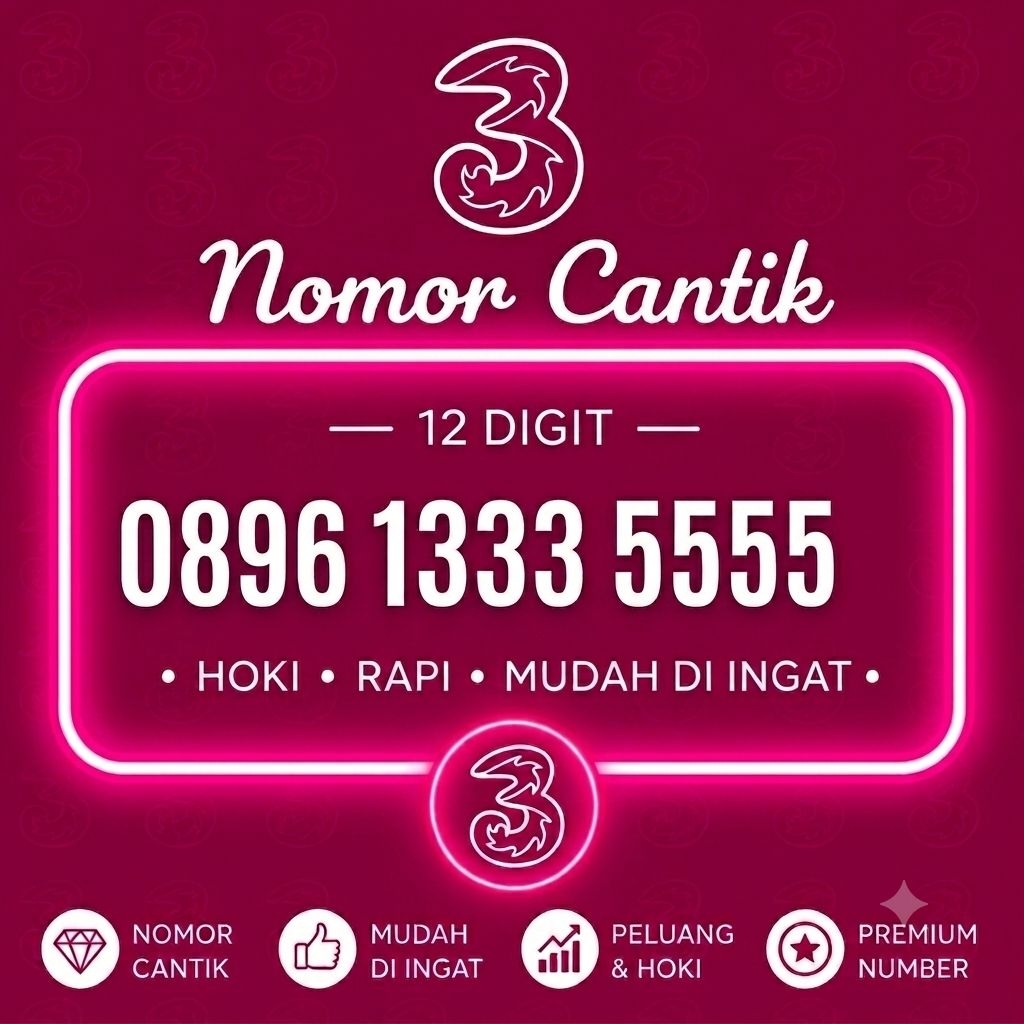 Nomor Cantik Tri 0896 x333 5555 - 9996 369