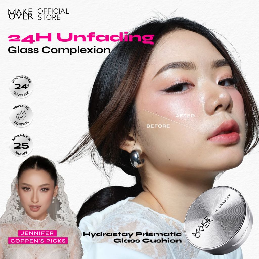 NEW MAKE OVER Hydrastay Prismatic Glass Cushion - Glow Cushion Plumpy Anti Crack Smudgeproof Tidak C