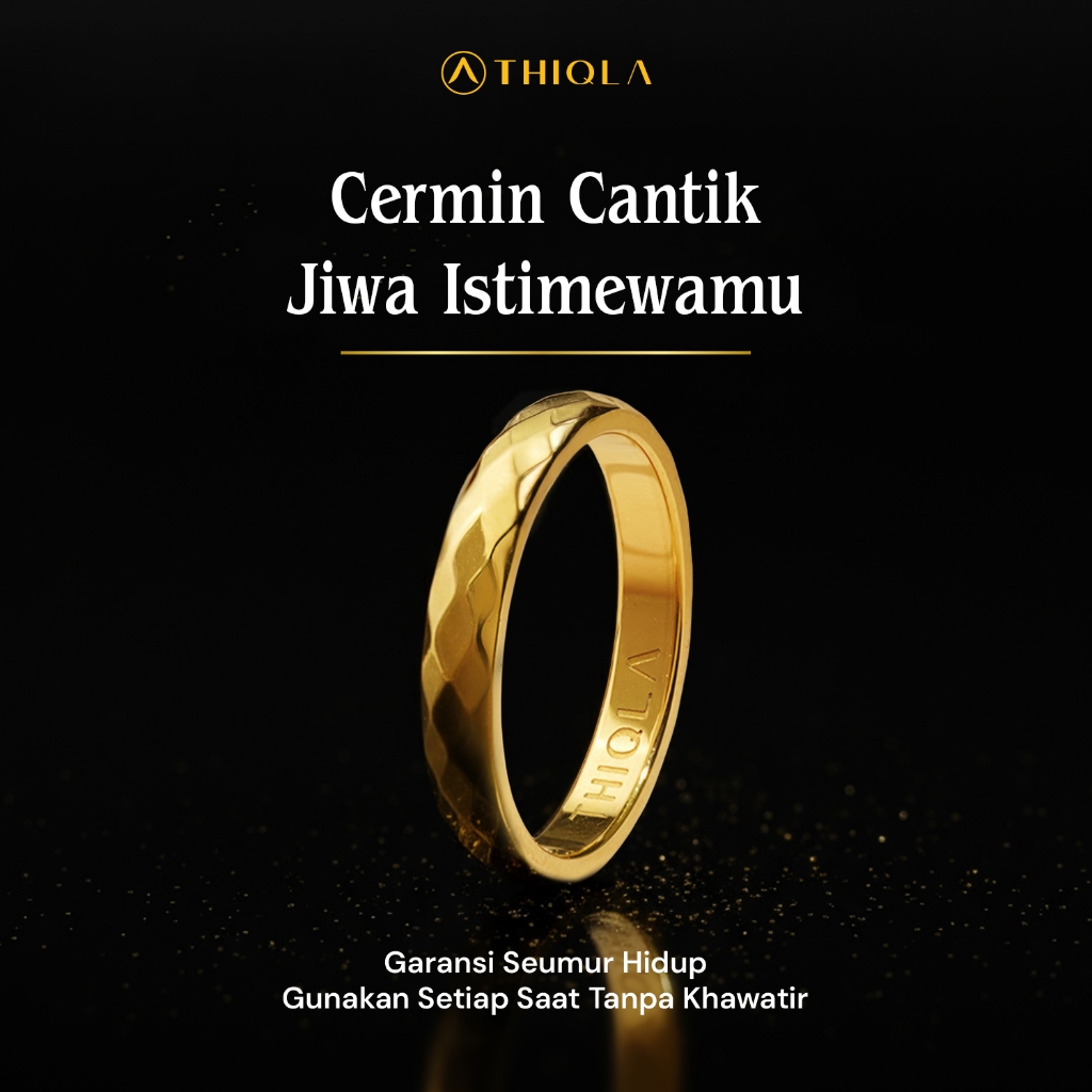 THIQLA - Cincin Tipis HAFLASEA - Cincin Kecil Elegan Mirip Cincin Emas Asli - Bisa Cincin Lamaran Wa