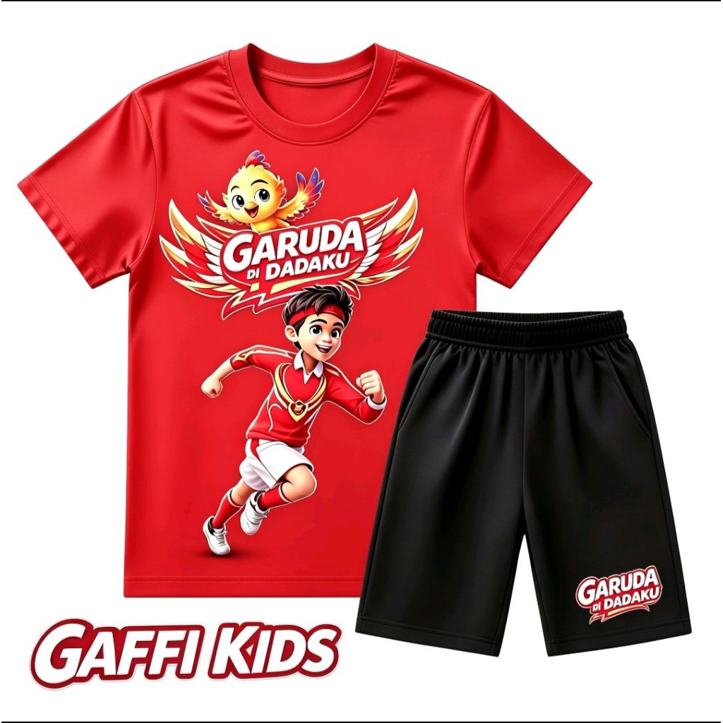 Stelan Kaos Anak Perempuan & Laki‑laki – Garuda Didadaku