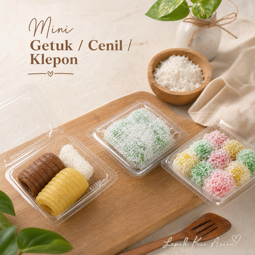 Jajanan Pasar Kue Mini Getuk / Cenil / Klepon 1pak