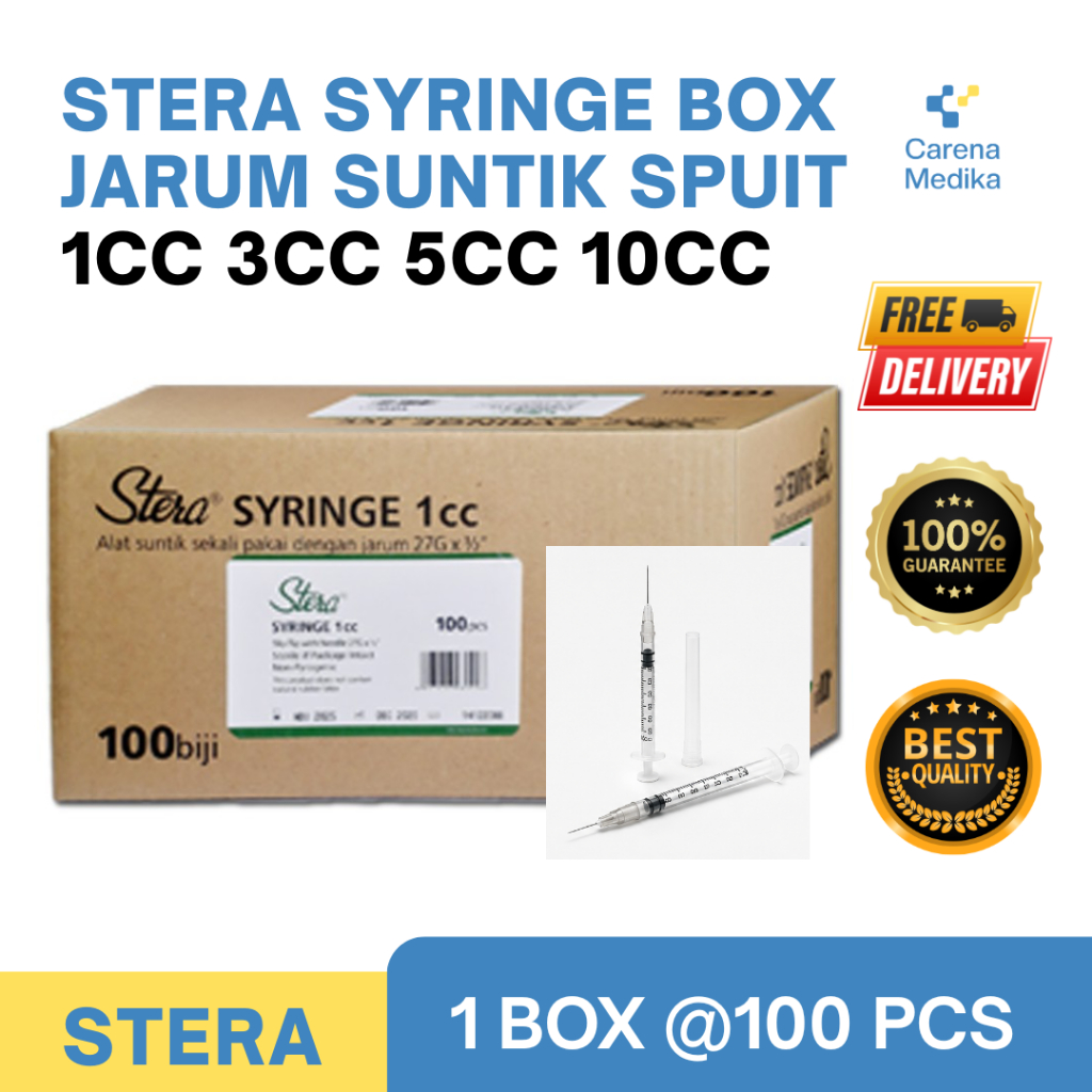 STERA Syringe Jarum Suntik Spuit 1cc 3cc 5cc 10cc (1 BOX isi 100pcs)