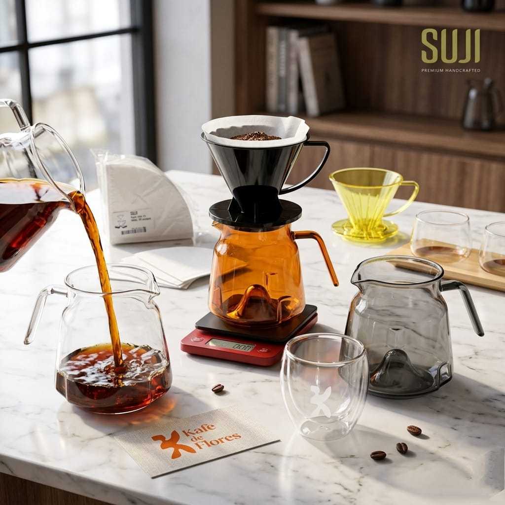 Kafe De Flores & Suji Premium Gelas Kopi Khusus gelas set gelas aesthetic set gelas dan tatakan set 