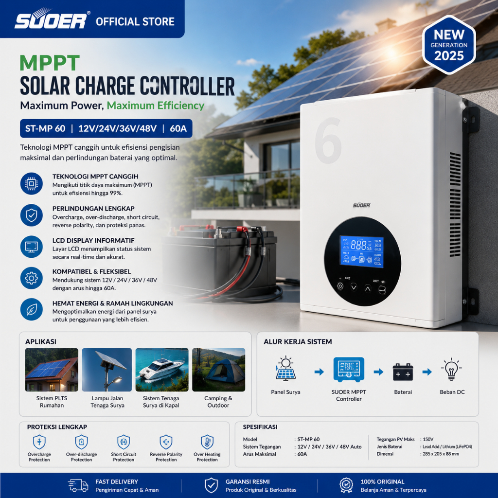 SUOER CONTROLLER CHARGER ST-MP 60 AMPERE