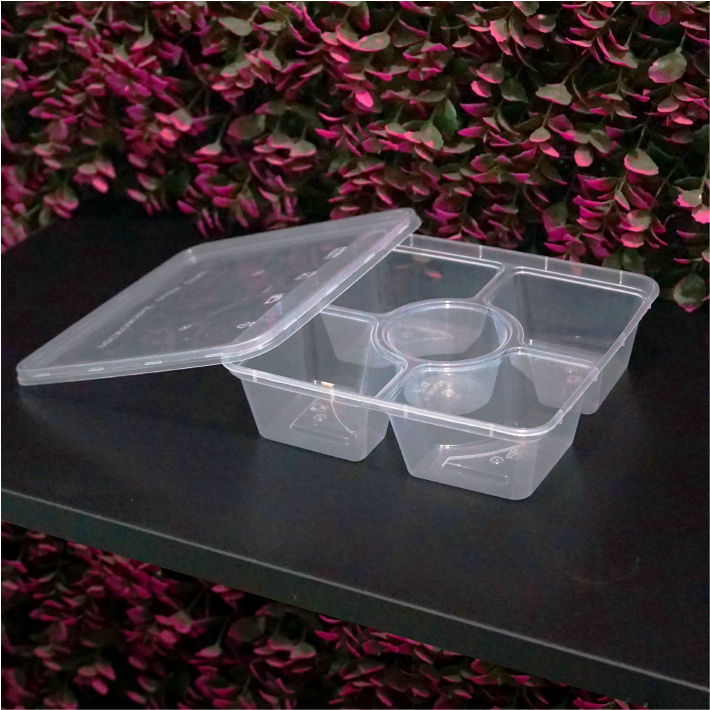 [ECER]  kotak makan persegi panjang DM SQUARE 1000 SEKAT 5 thinwall thinwall tebal SQUARE THINWALL T