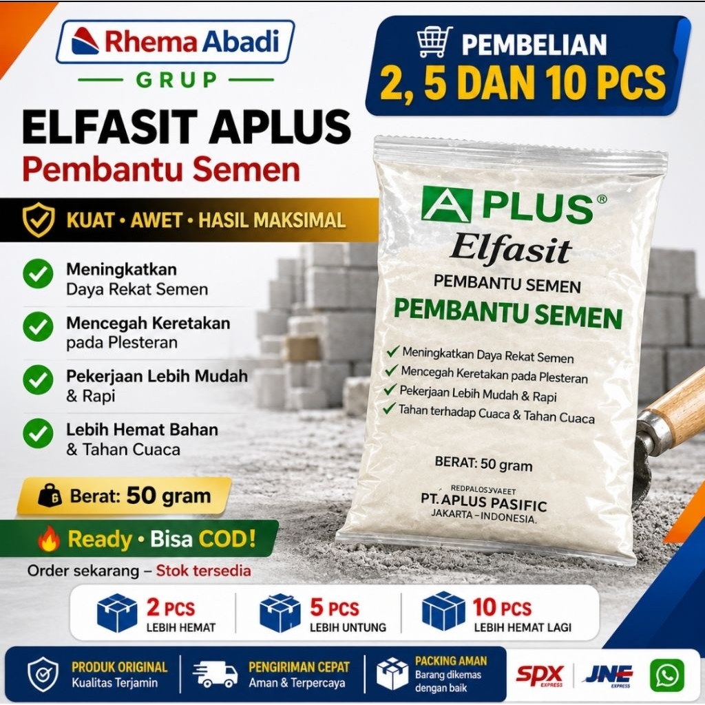 ELFASIT APLUS Pembantu Semen 50 Gram Original | Pembelian 2, 5 dan 10 PCS | Rhema Abadi Grup