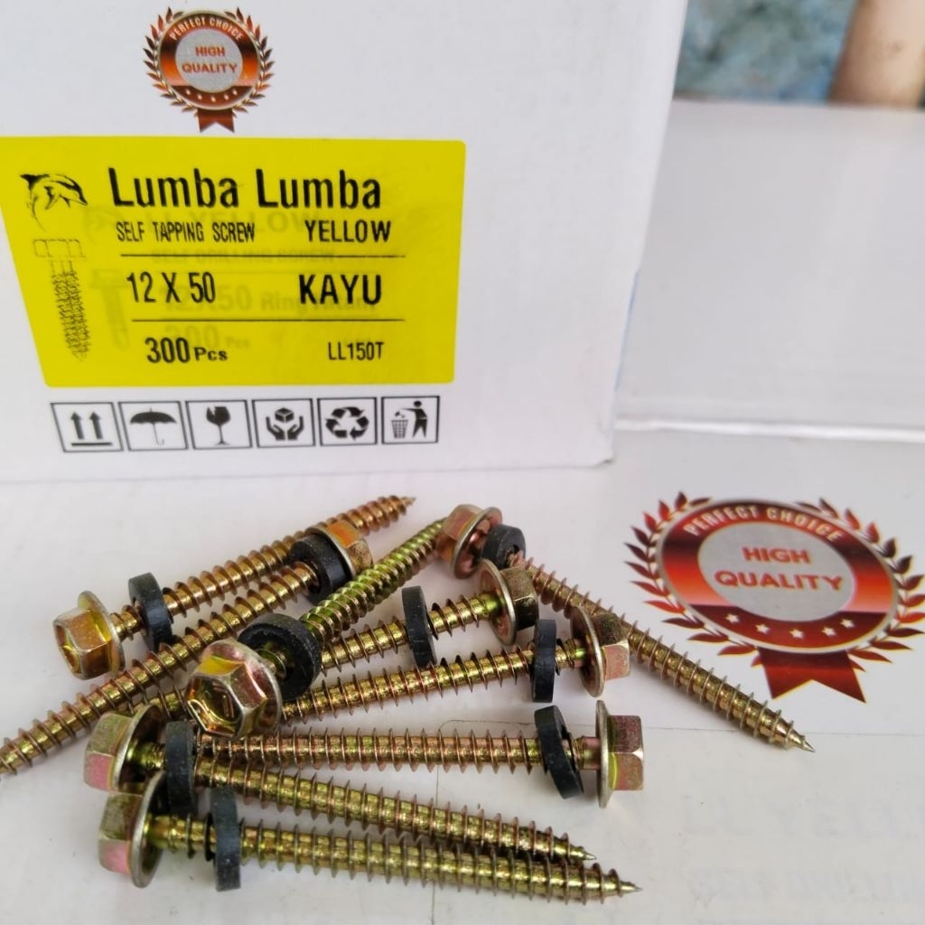 300pcs Baut drilling kayu 12x50 merk lumba-lumba/CAB / sds drilling kayu / baut roofing